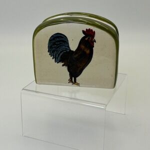 VTG Style Eyes Rooster Strut Ceramic Napkin Holder Farmhouse Baum Bros Country